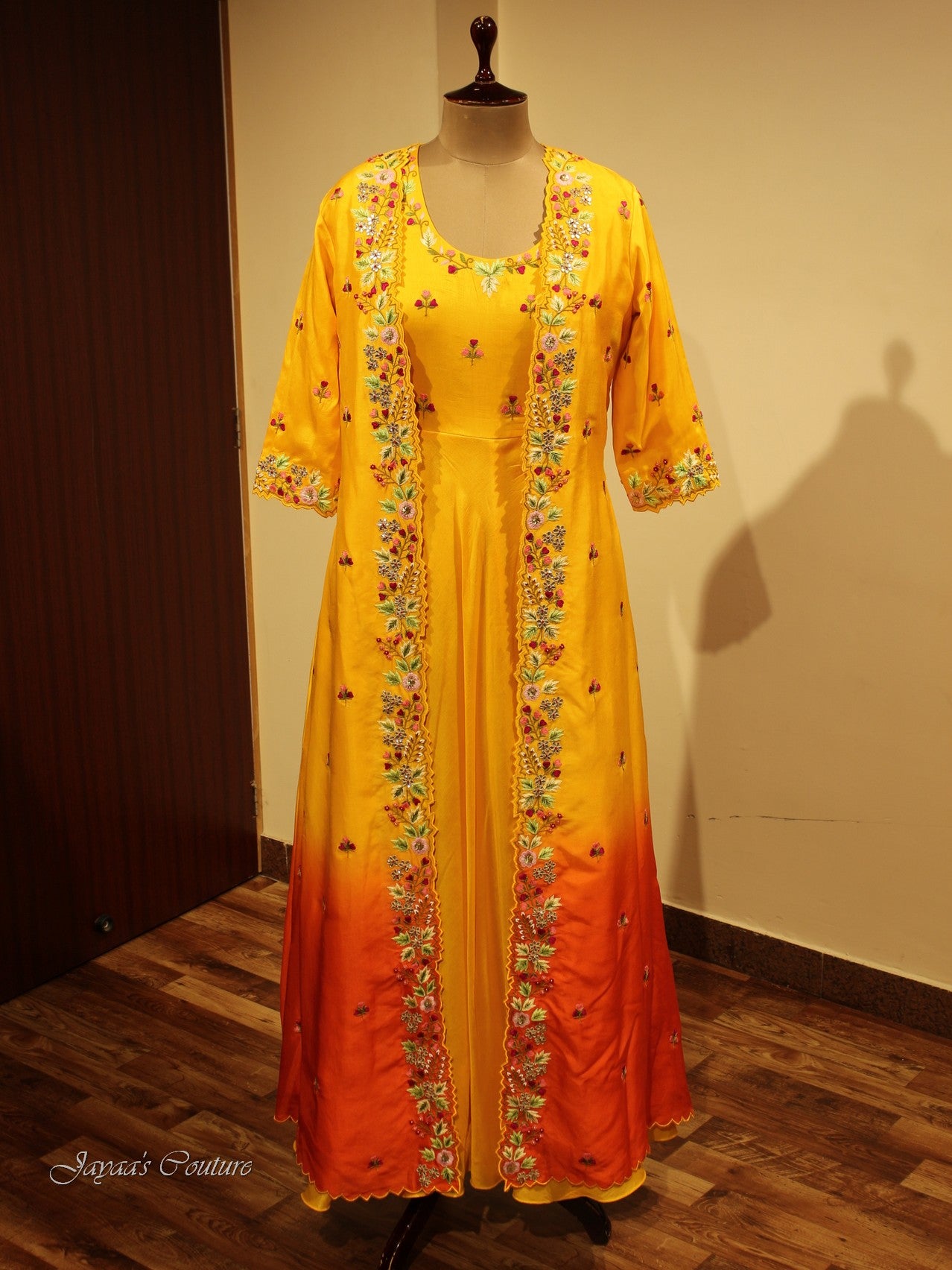 Orange shaded gown with shrug