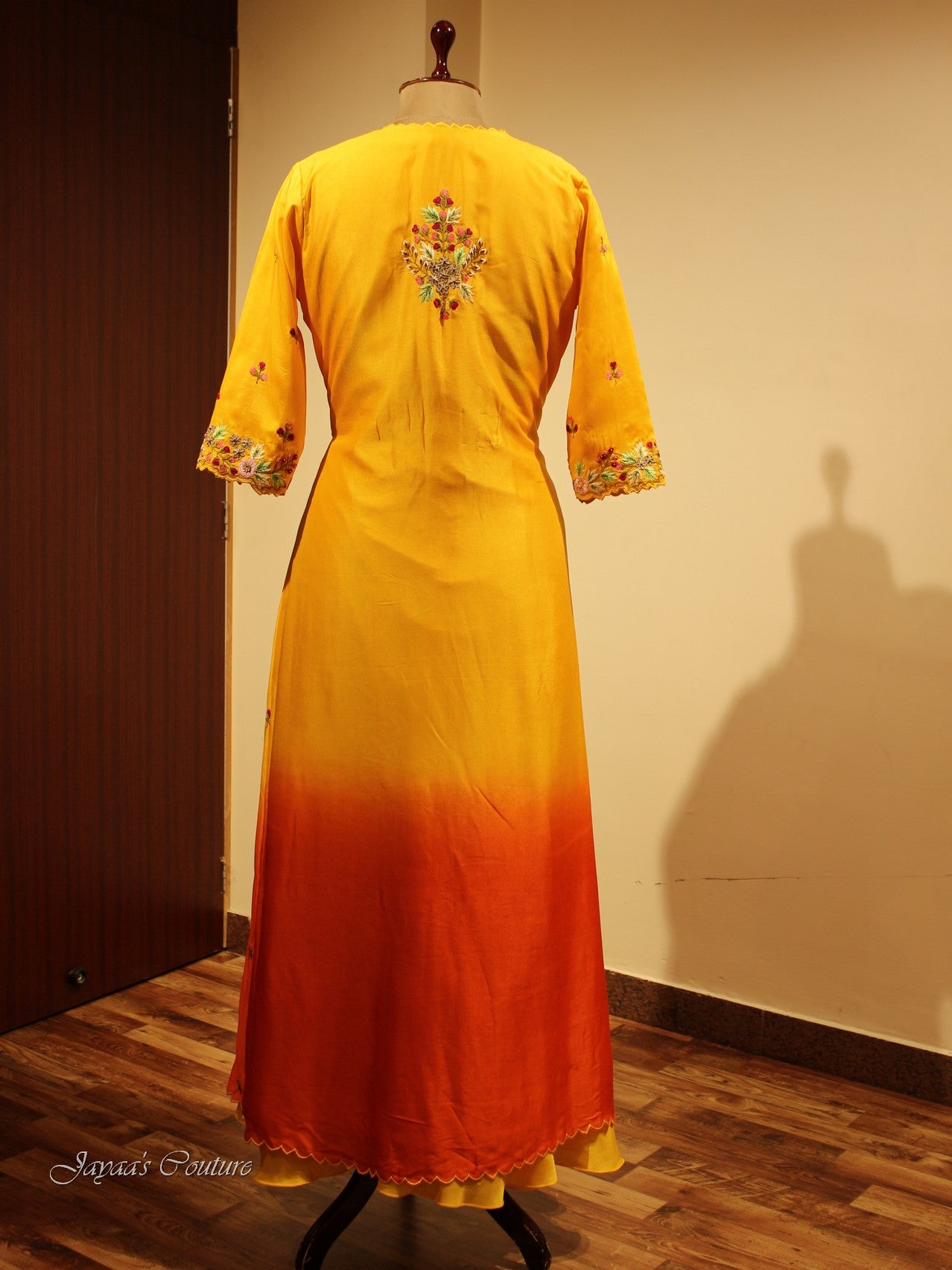 Orange shaded gown with shrug