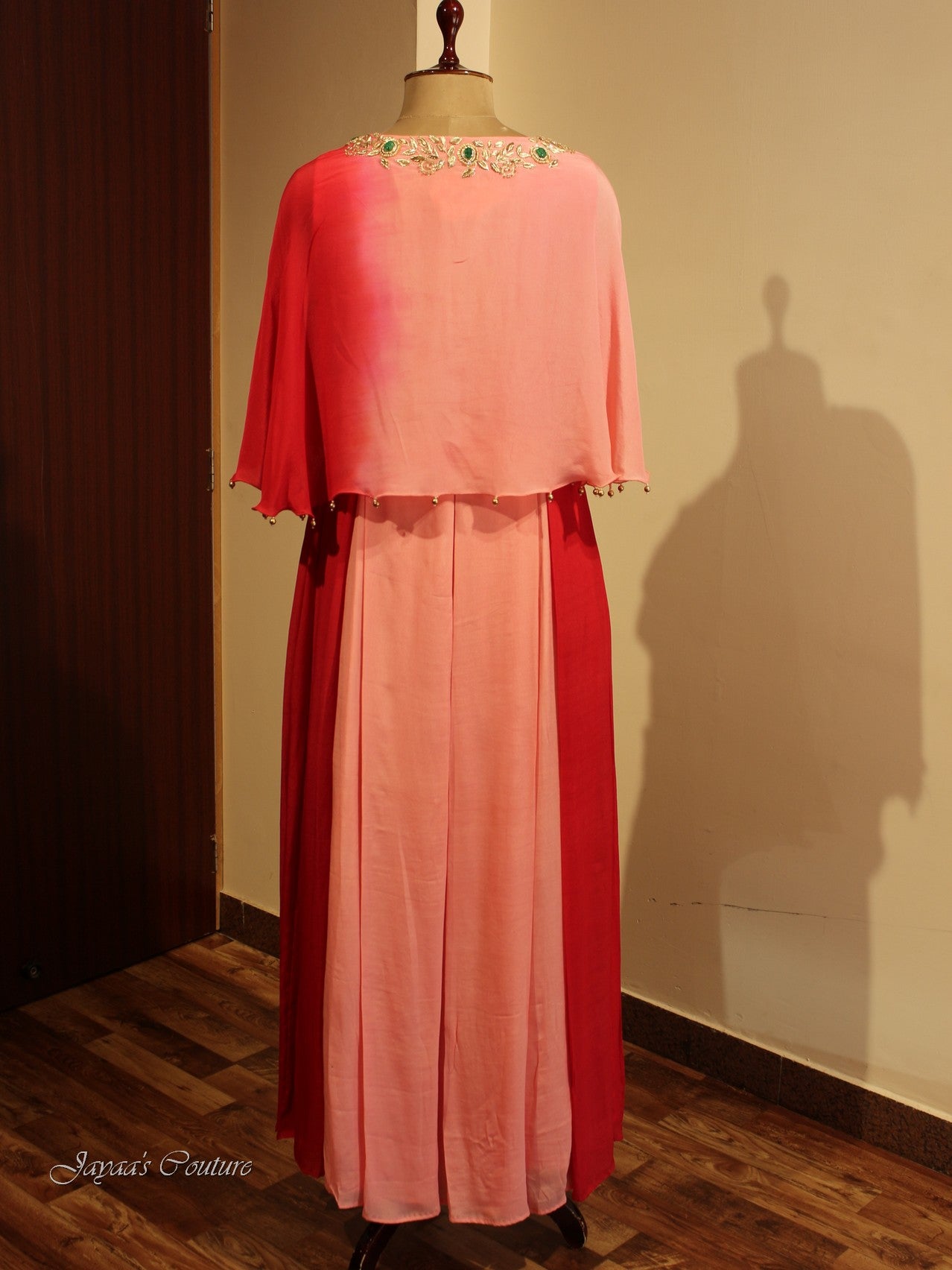 Peach red shaded gown