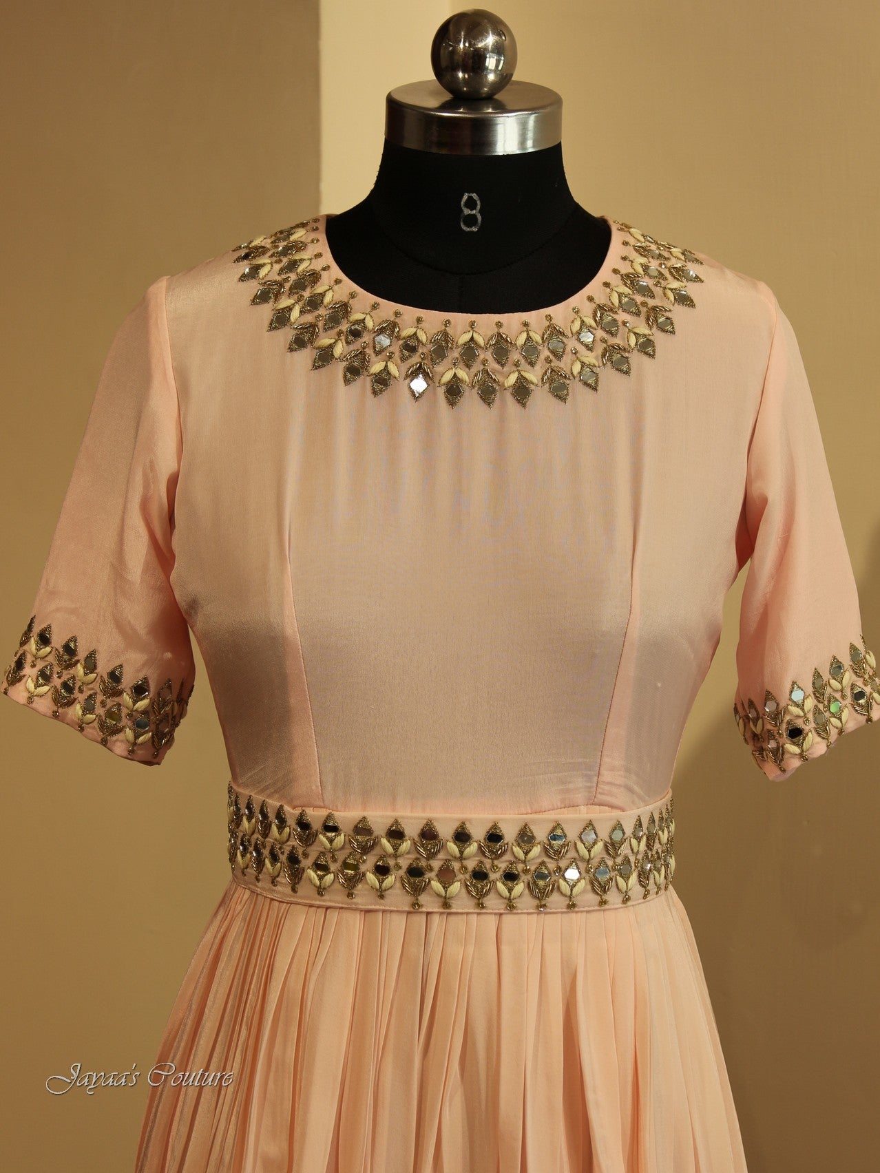Blush pink rani shaded gown set