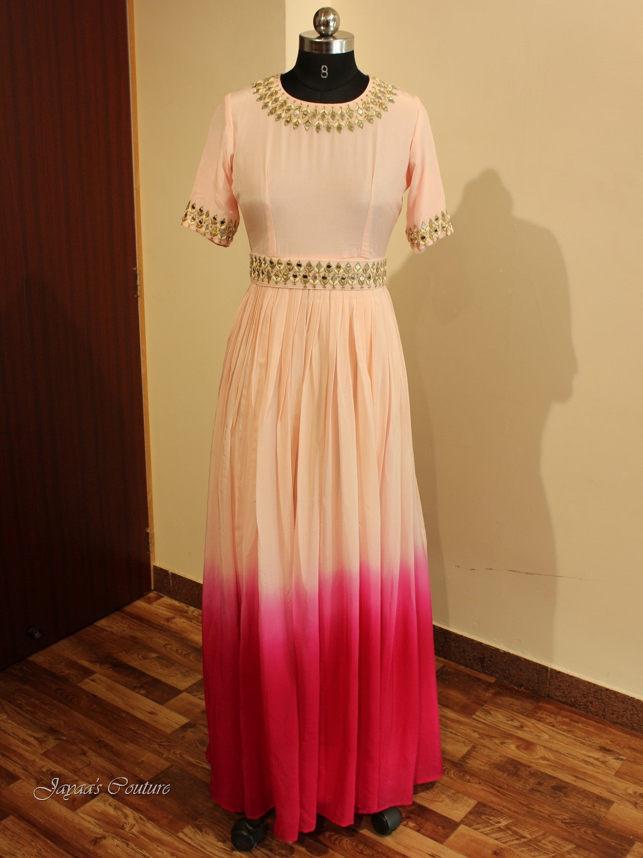Blush pink rani shaded gown set