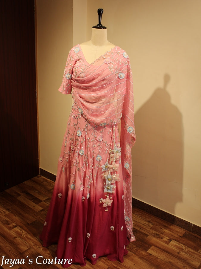 Onion pink shaded lehenga set
