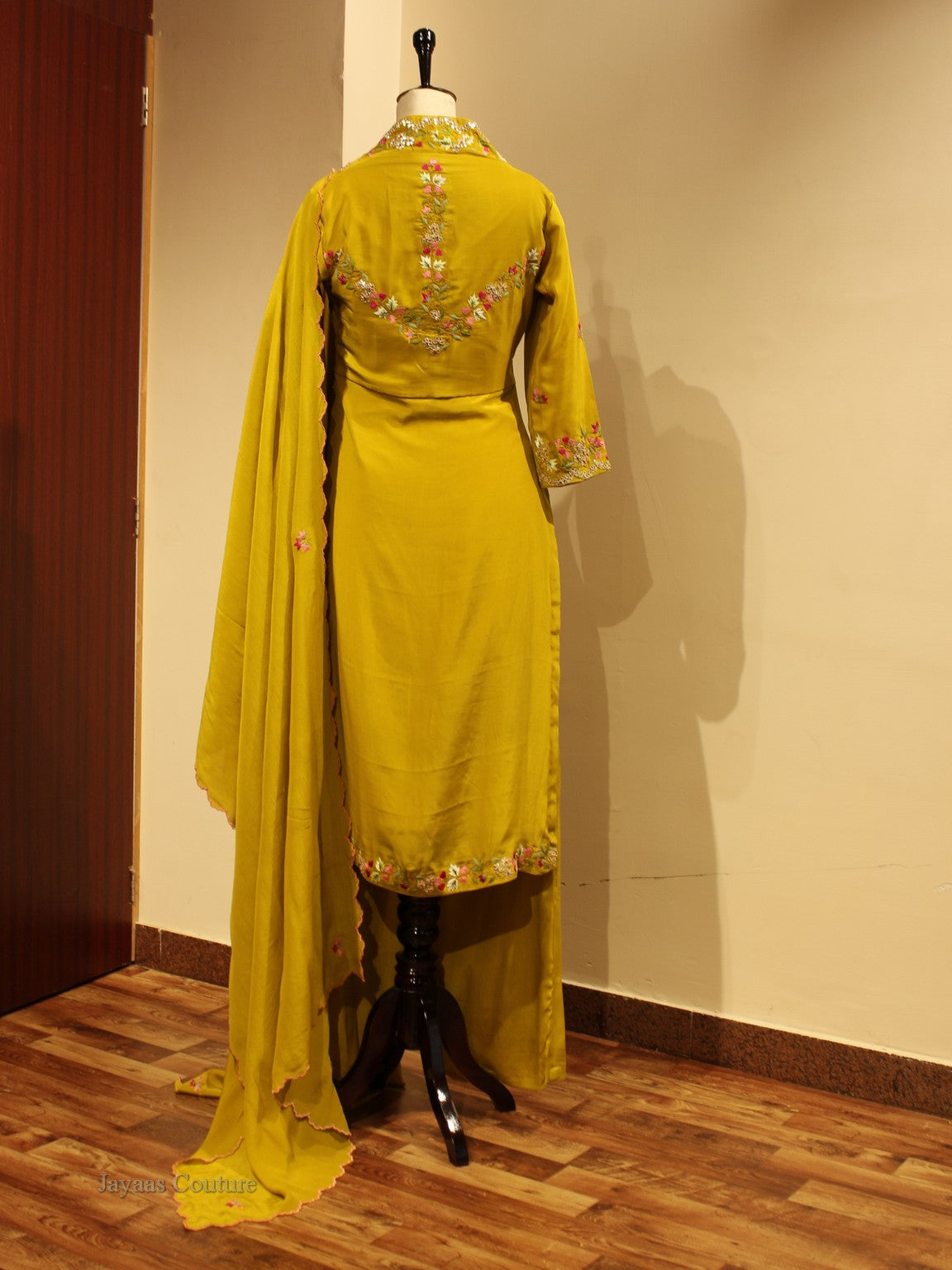 Geenish yellow Kurta with plazo and dupatta