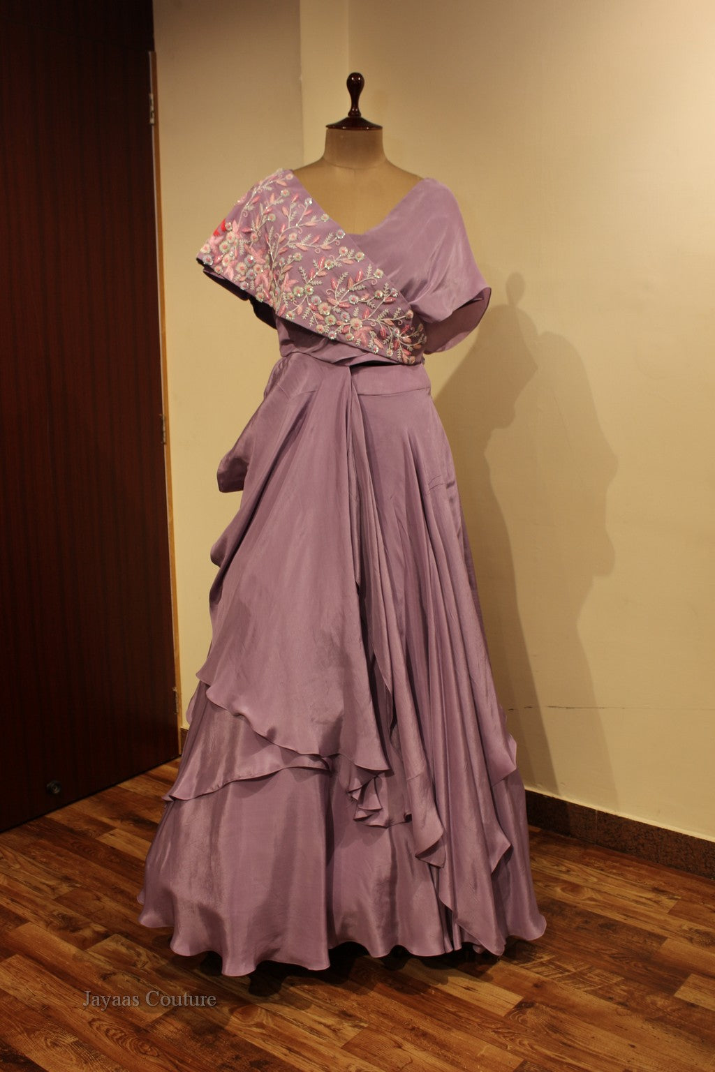 Lavander drape lehenga set