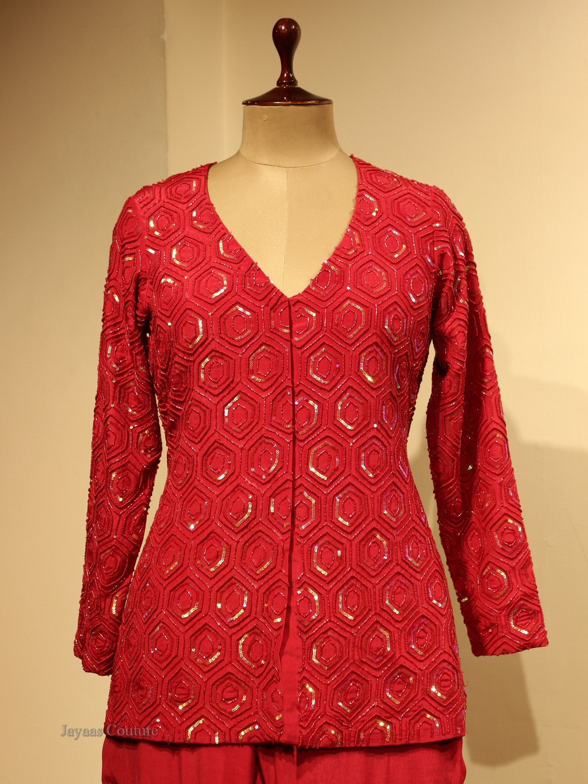 Cherry red top with sharara