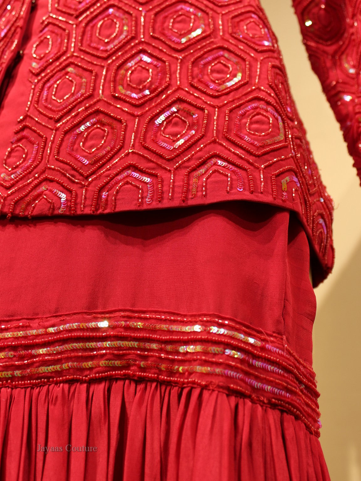 Cherry red top with sharara