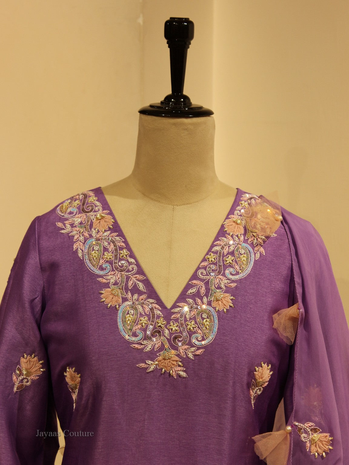 Purple shaded kurta with skirt and dupatta