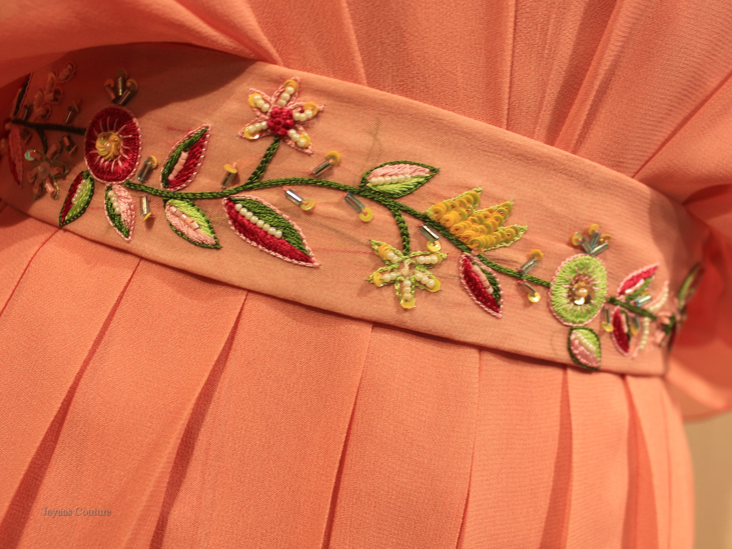 Rust shaded gown with belt