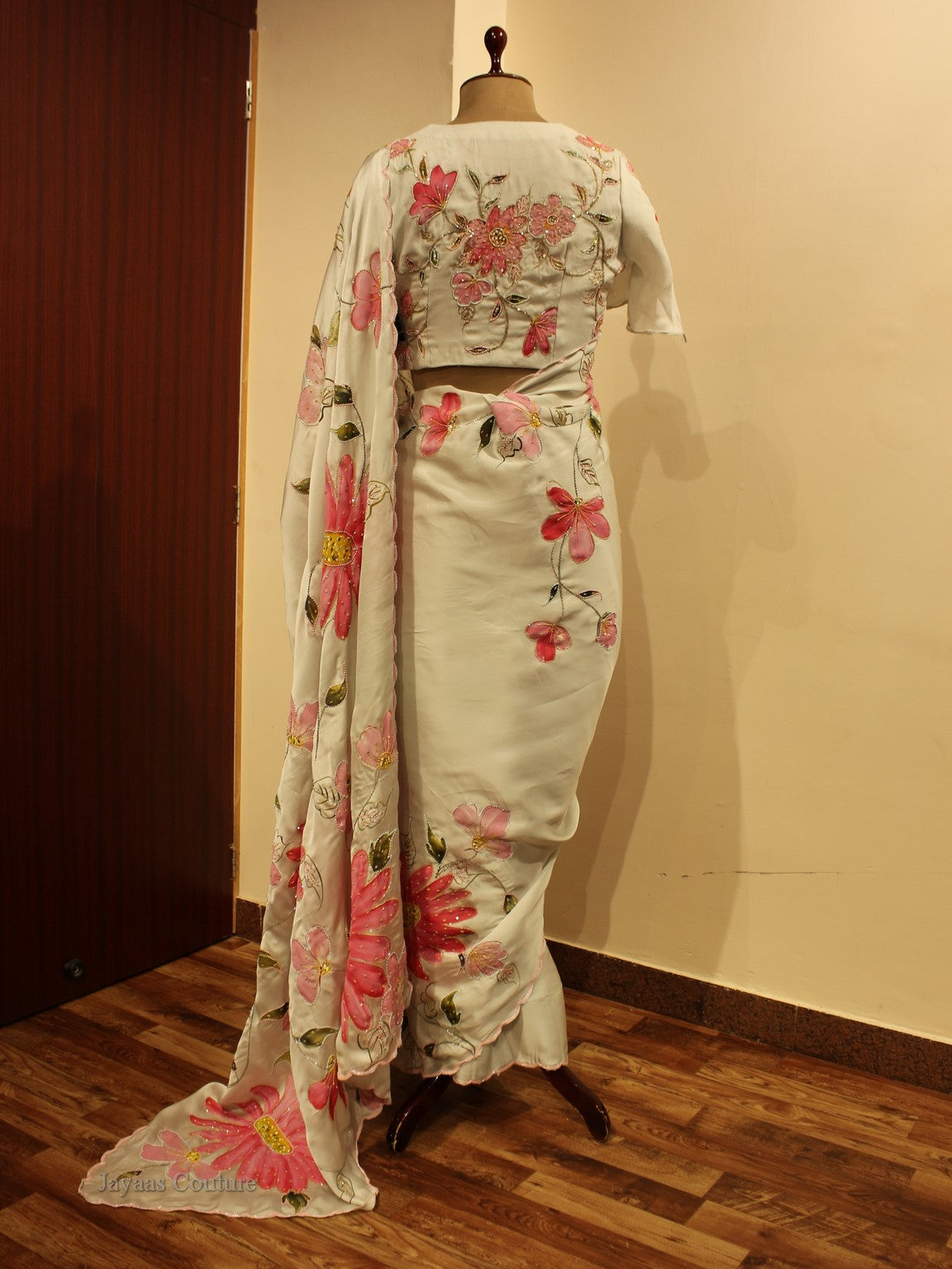 Off White Hand painted saree