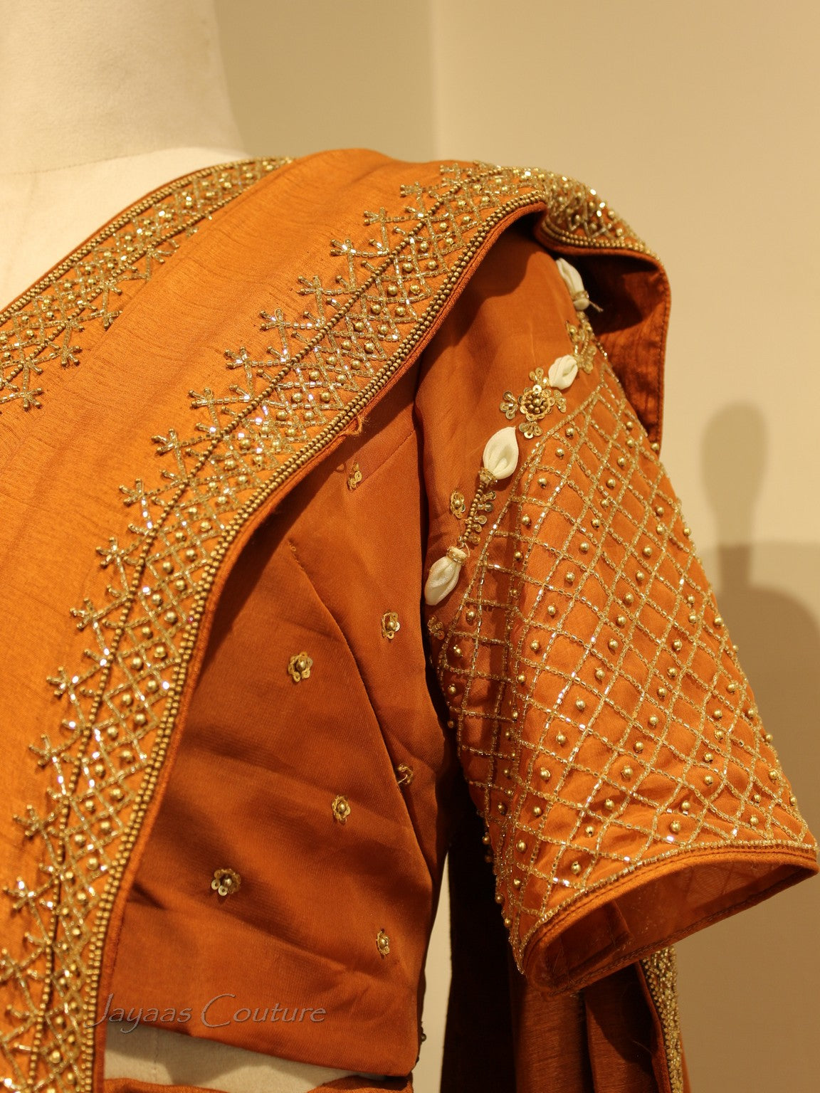 Bronze Orange saree with blouse