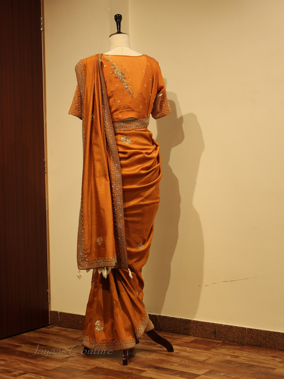 Bronze Orange saree with blouse