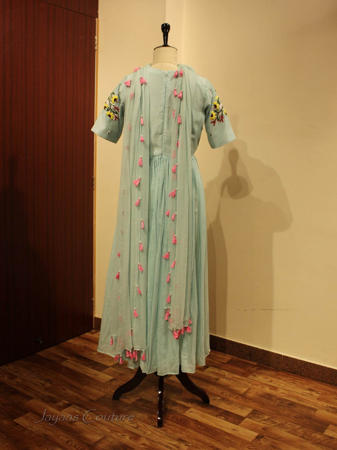 Powder blue kurta pants with dupatta