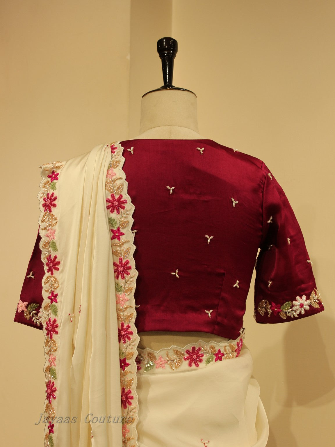Off white Hand painted hand painted saree with blouse