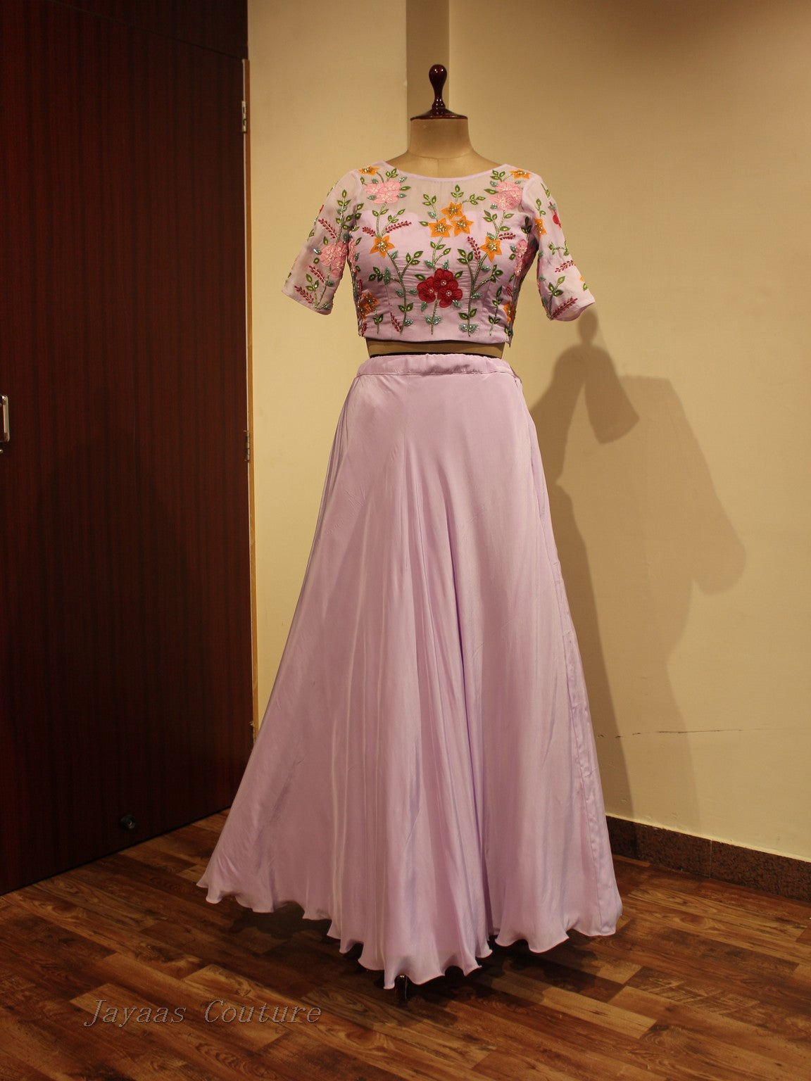 Lavander hand painted lehenga set with dupatta