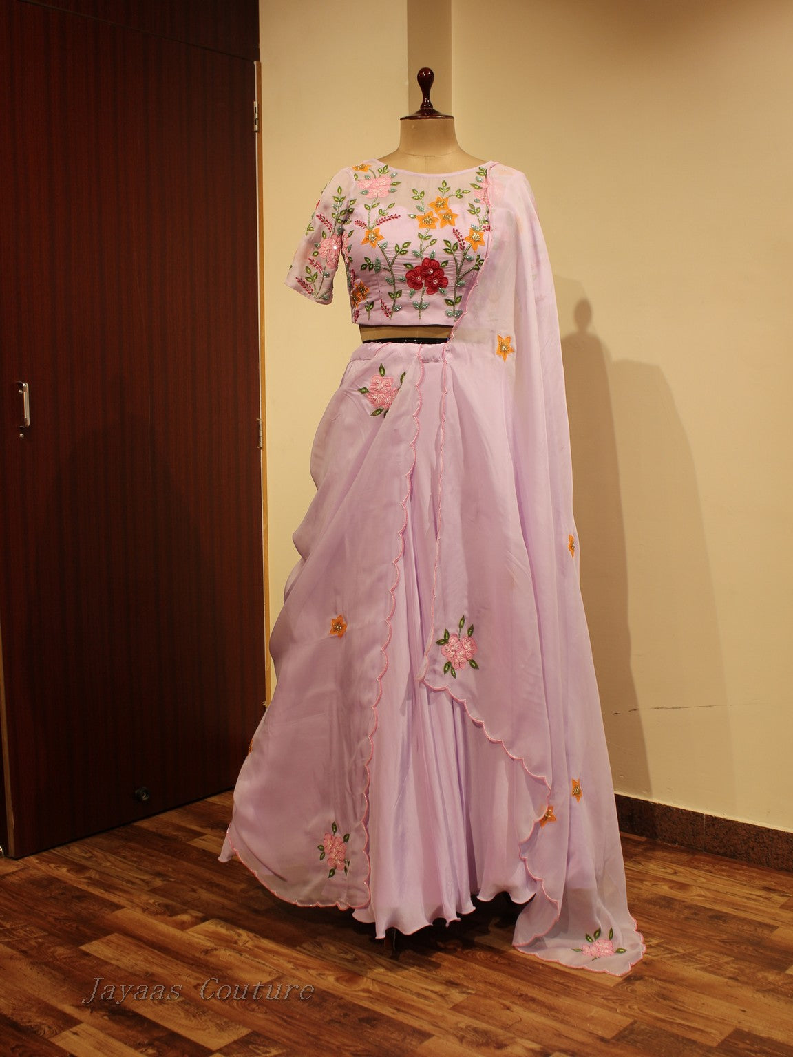 Lavander hand painted lehenga set with dupatta