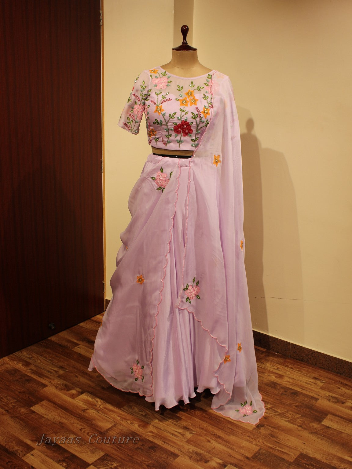 Lavander hand painted lehenga set with dupatta
