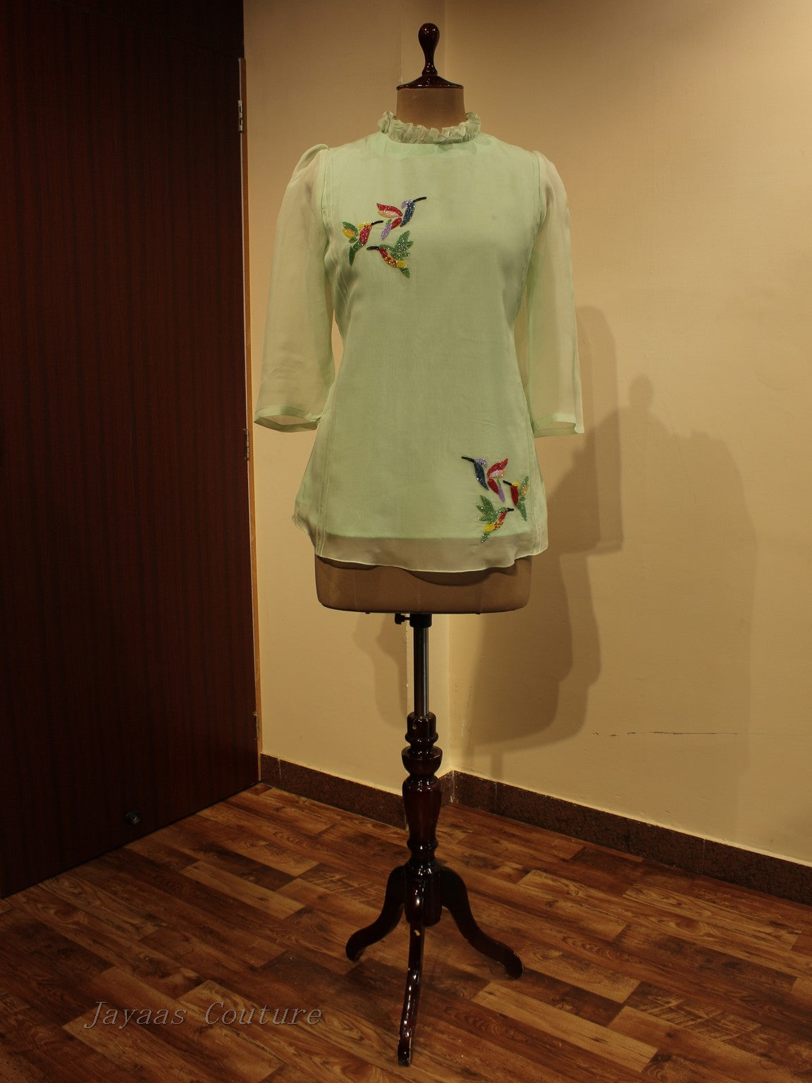 Green embroidered top