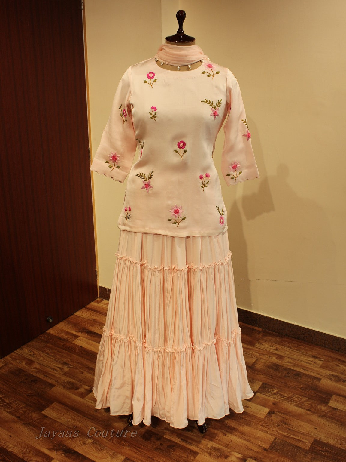 Blush pink kurta skirt set
