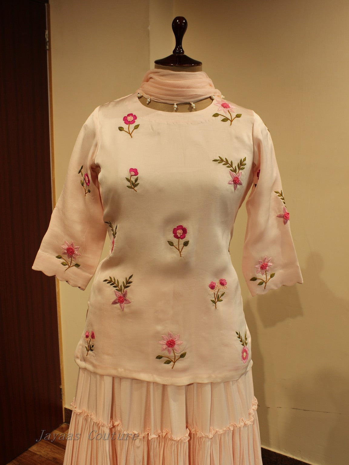Blush pink kurta skirt set