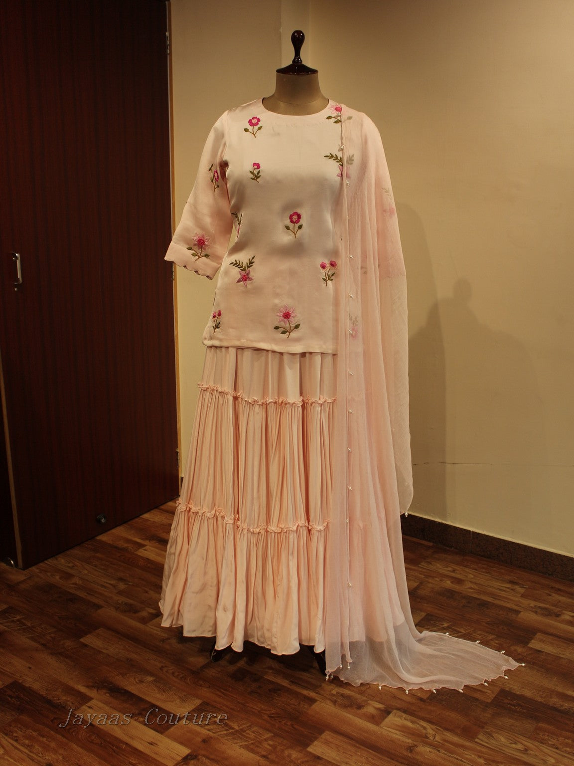 Blush pink kurta skirt set