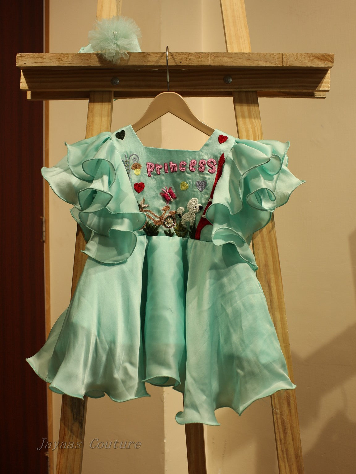 Sea green kids dress