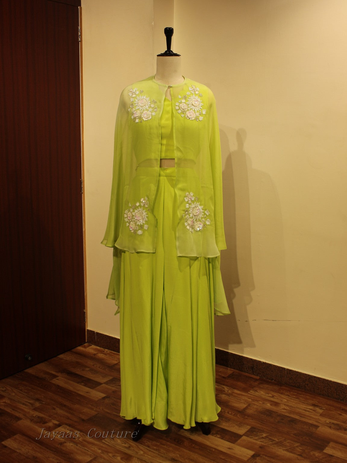 Green crop top with cape