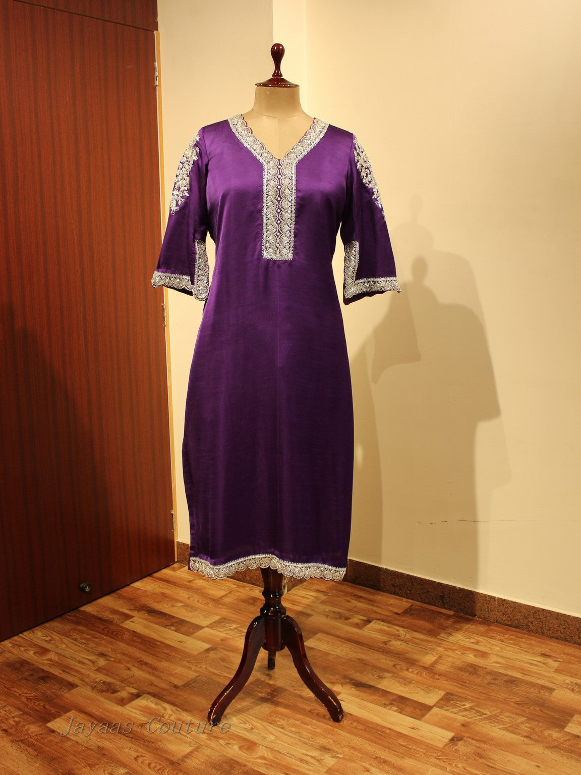 Dark purple kurta pants with dupatta