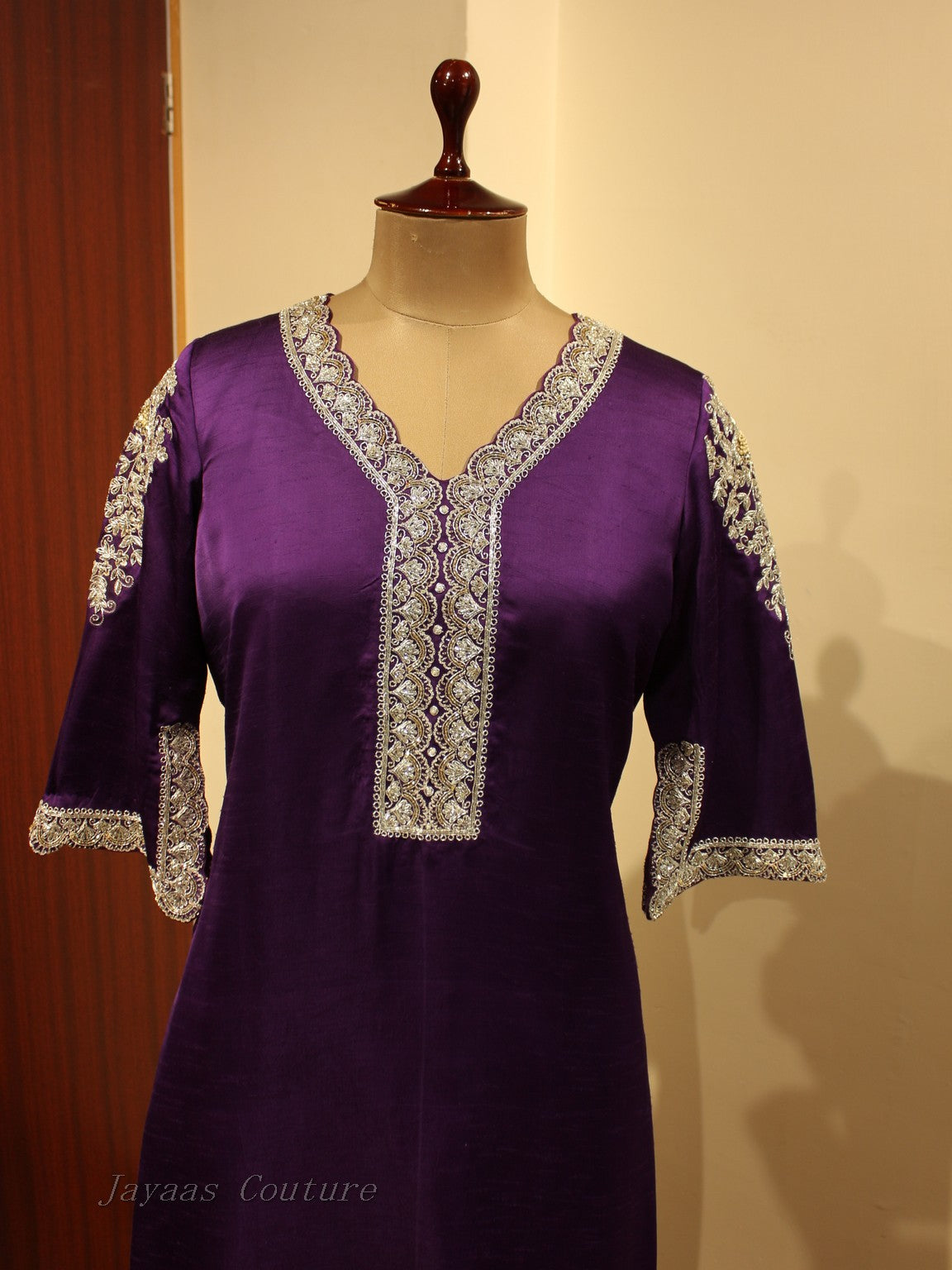 Dark purple kurta pants with dupatta