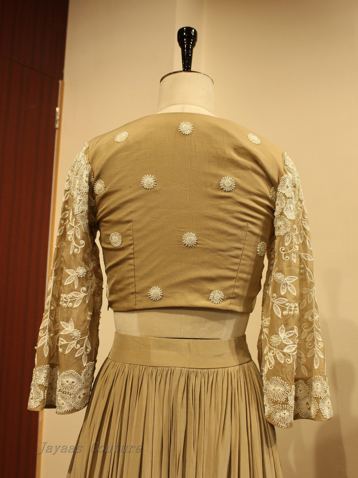 Beige crop top skirt