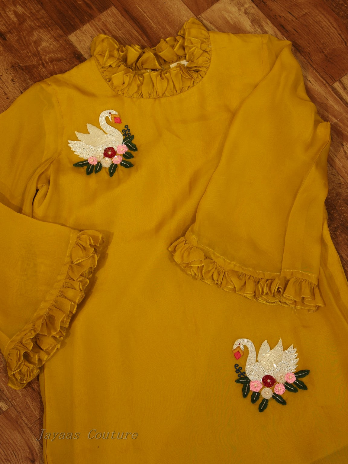 Yellow embroidered top