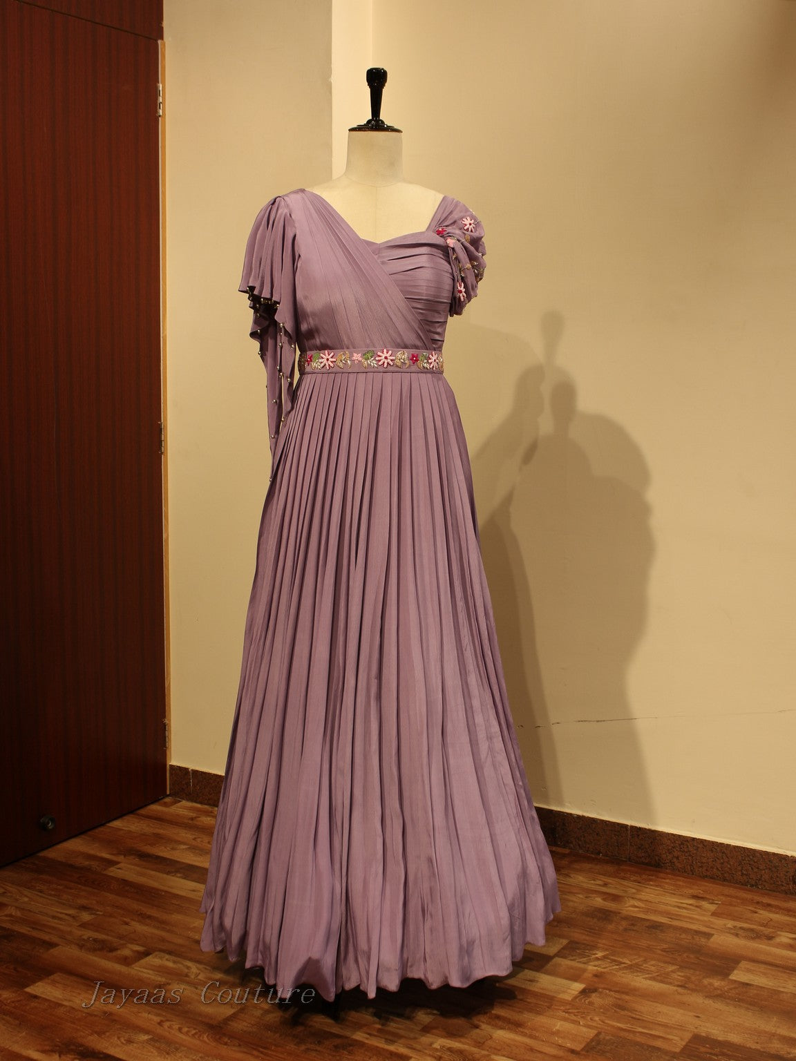 Lavander gown with belt