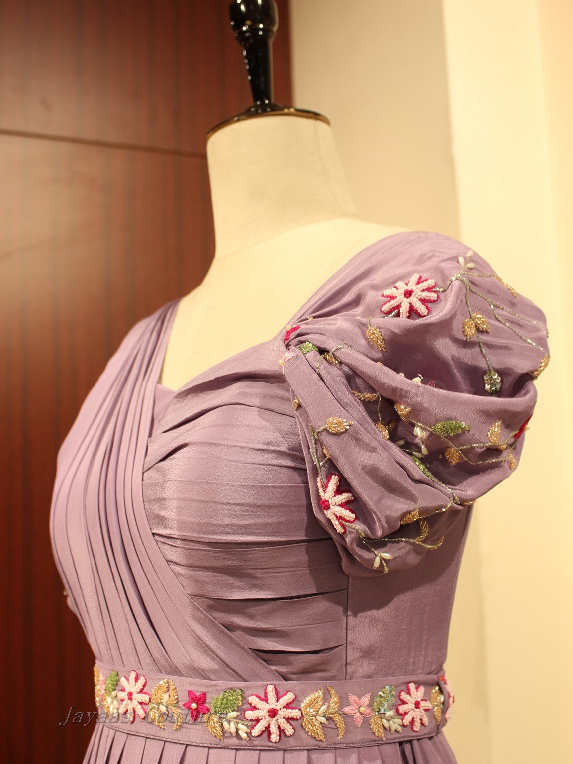 Lavander gown with belt