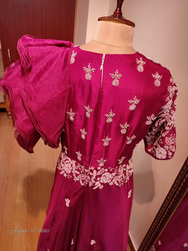 Wine gown with dupatta
