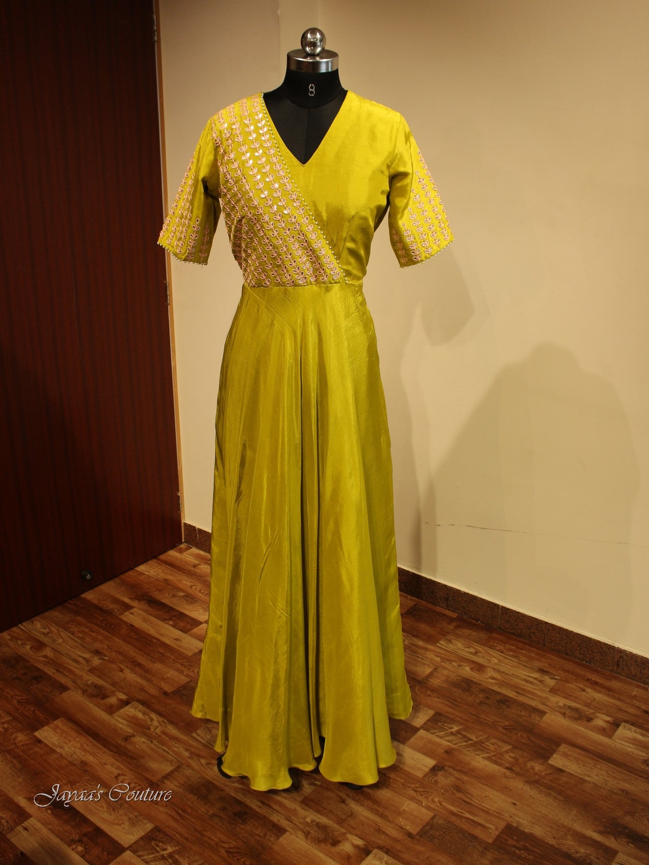 Green Gotta patti gown