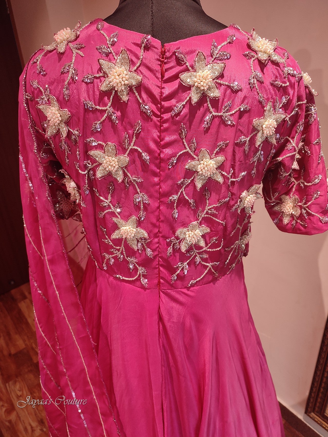 Pink shaded gown with drape dupatta