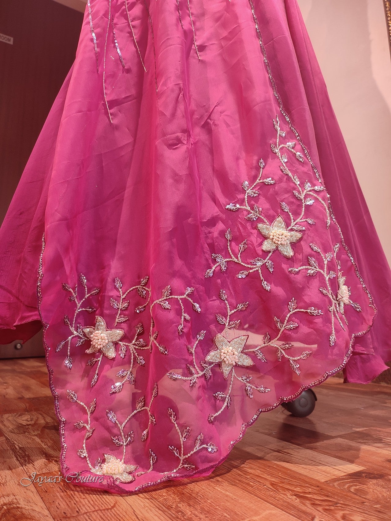 Pink shaded gown with drape dupatta