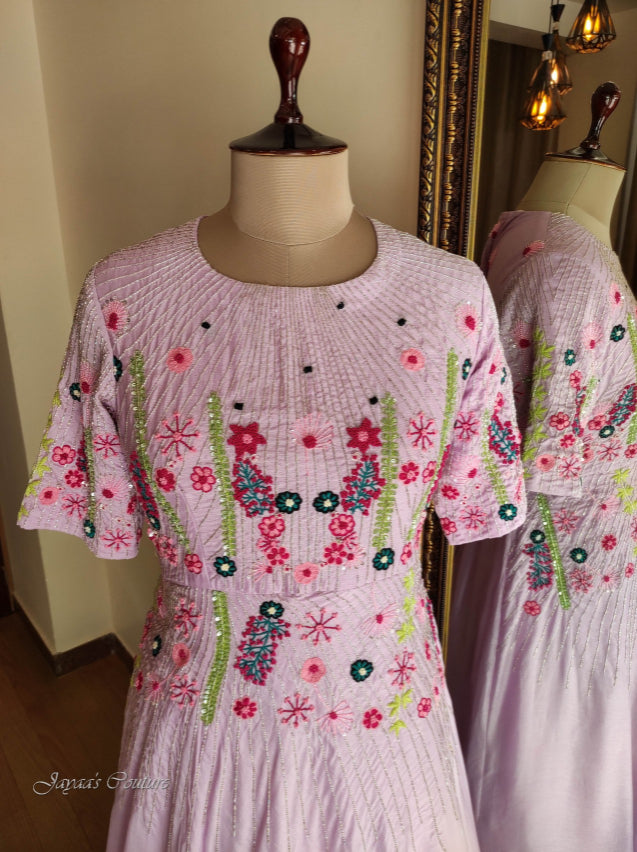 Lavender gown with dupatta