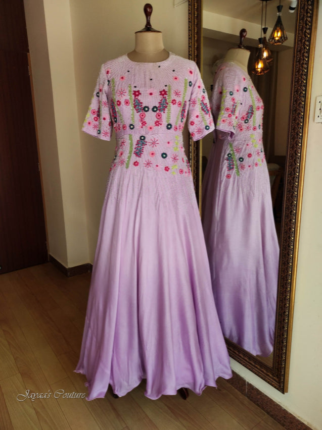 Lavender gown with dupatta
