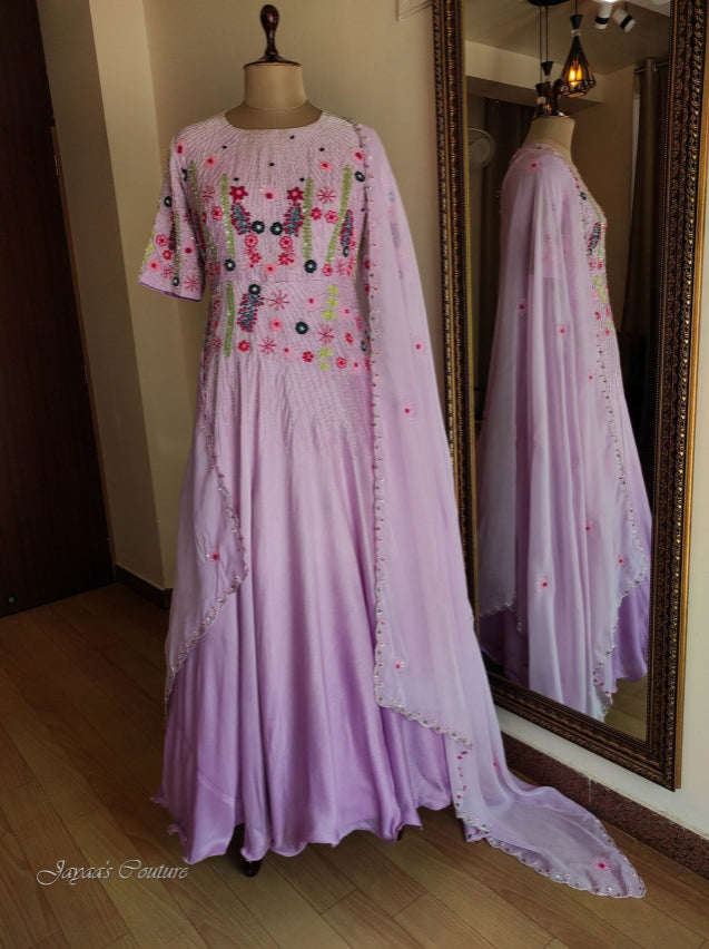 Lavender gown with dupatta