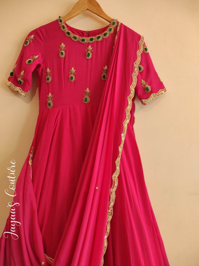 Pink purple Ombre Gown with jewel work