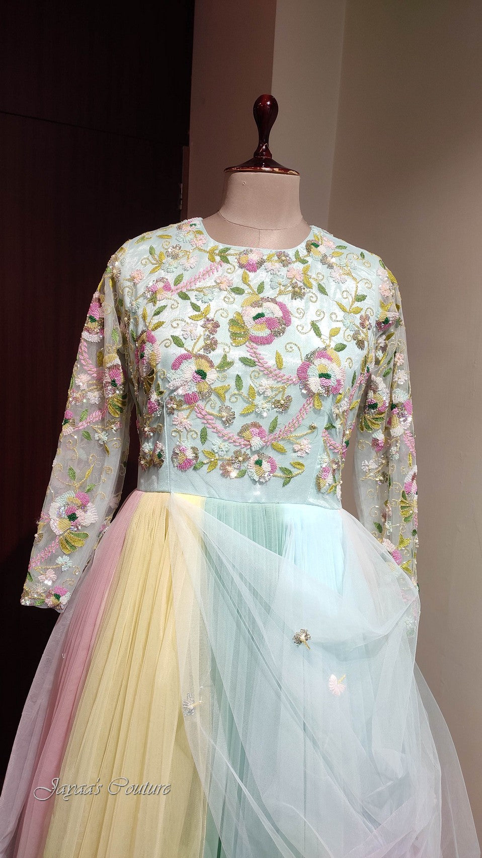 Powder blue multi shaded gown