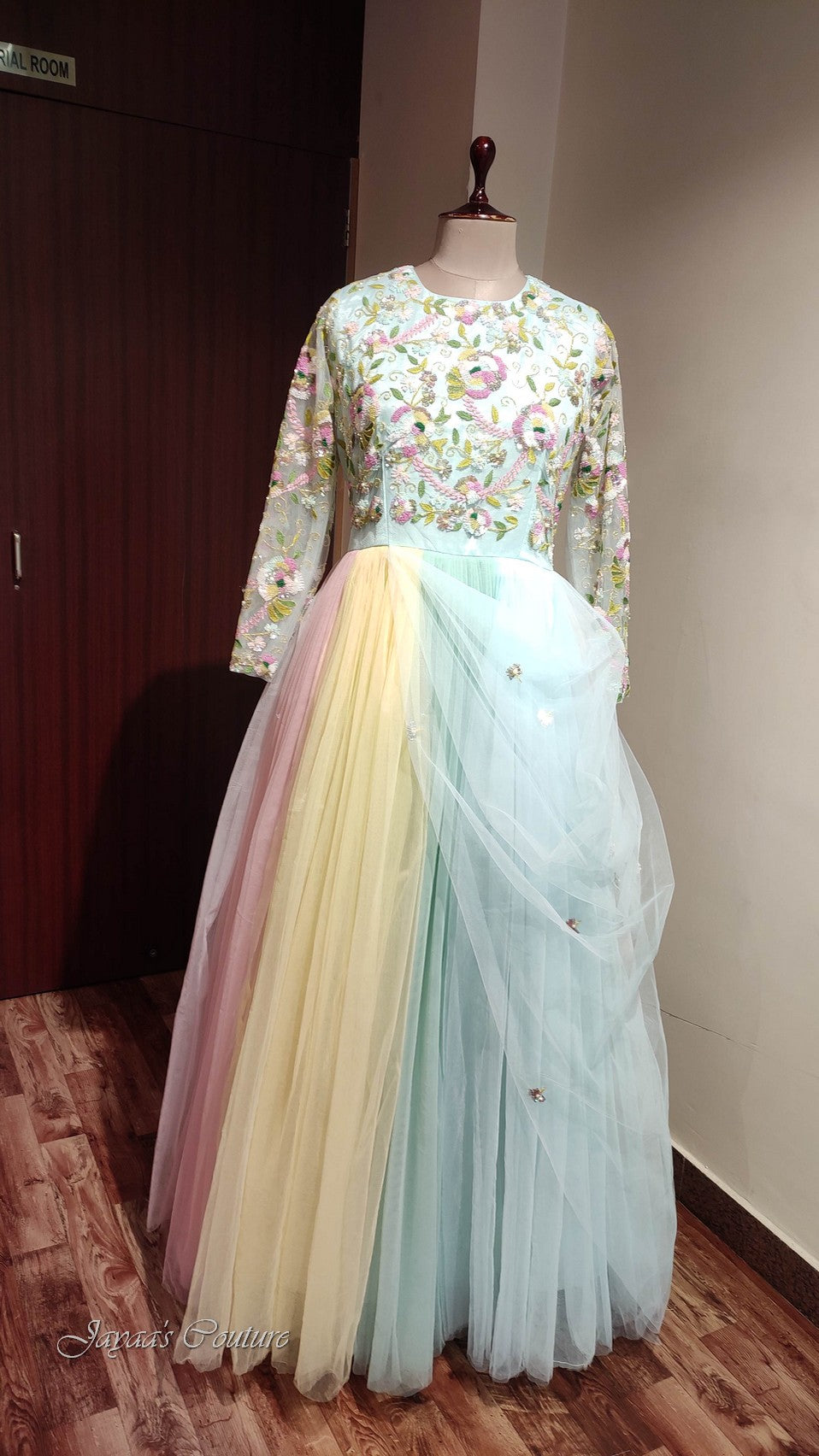 Powder blue multi shaded gown