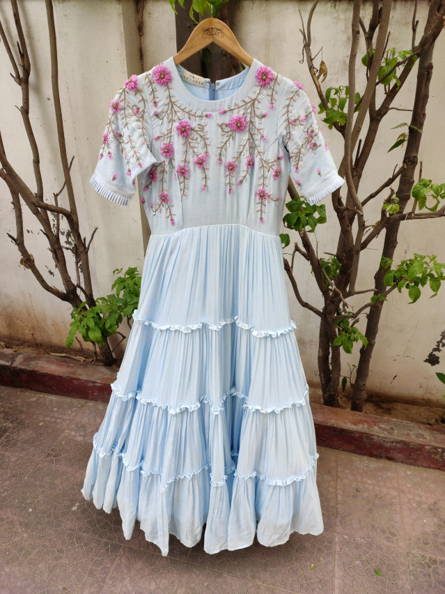 Powder blue tier gown