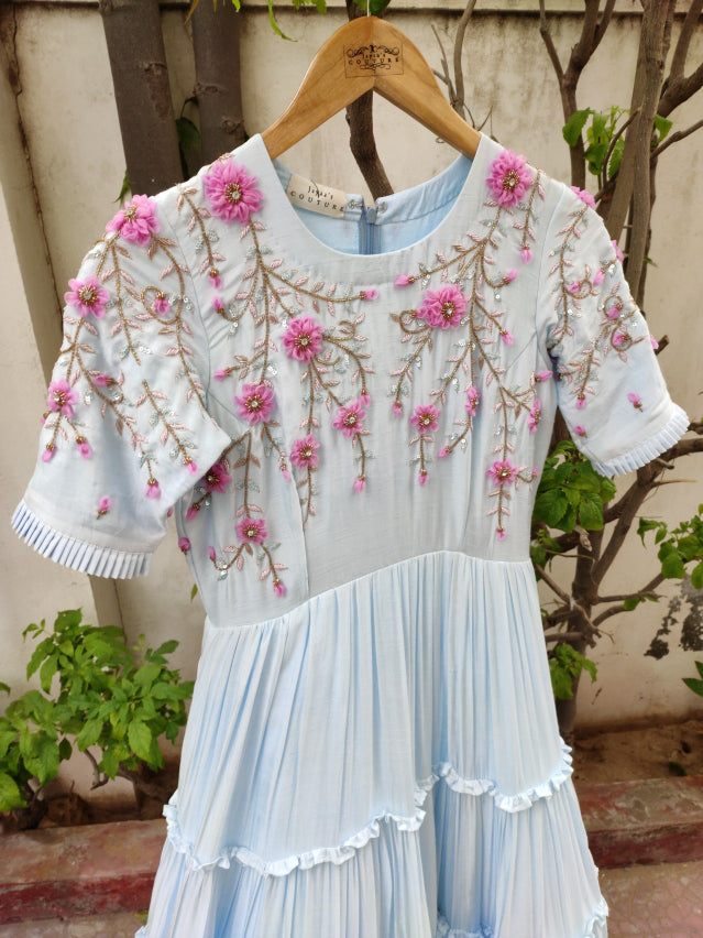 Powder blue tier gown