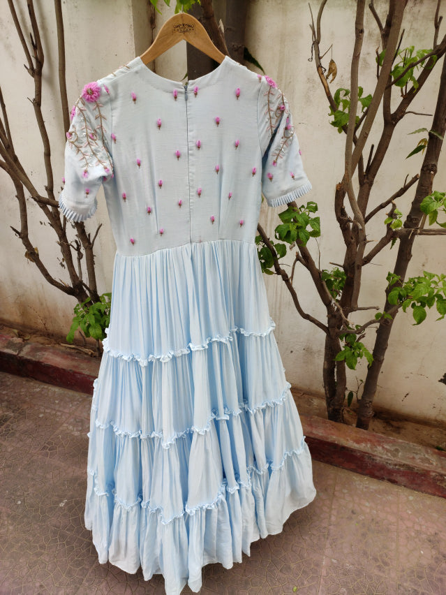 Powder blue tier gown