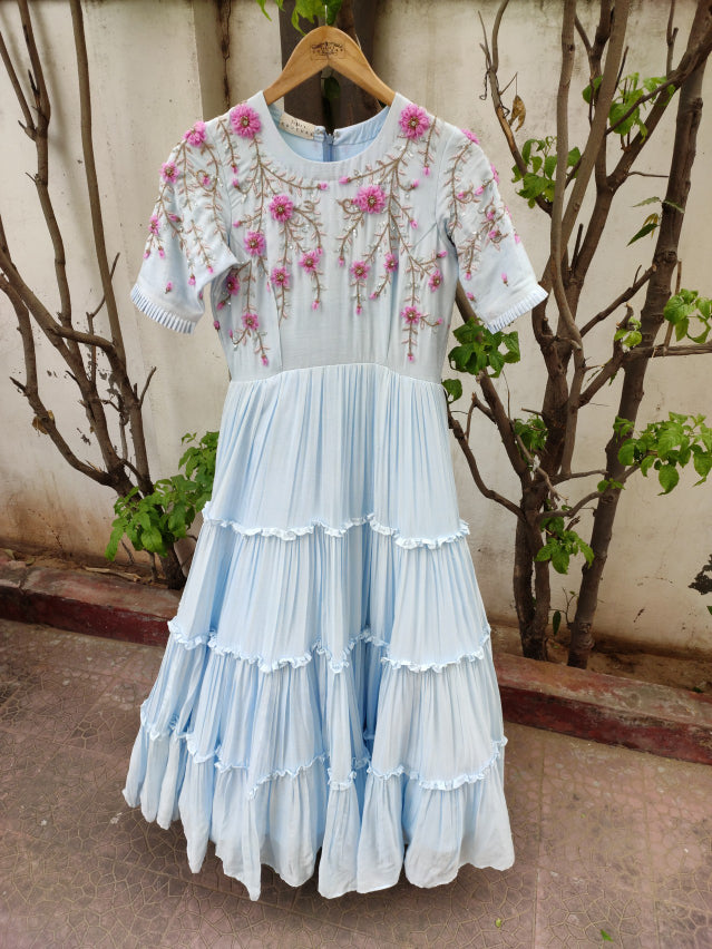 Powder blue tier gown
