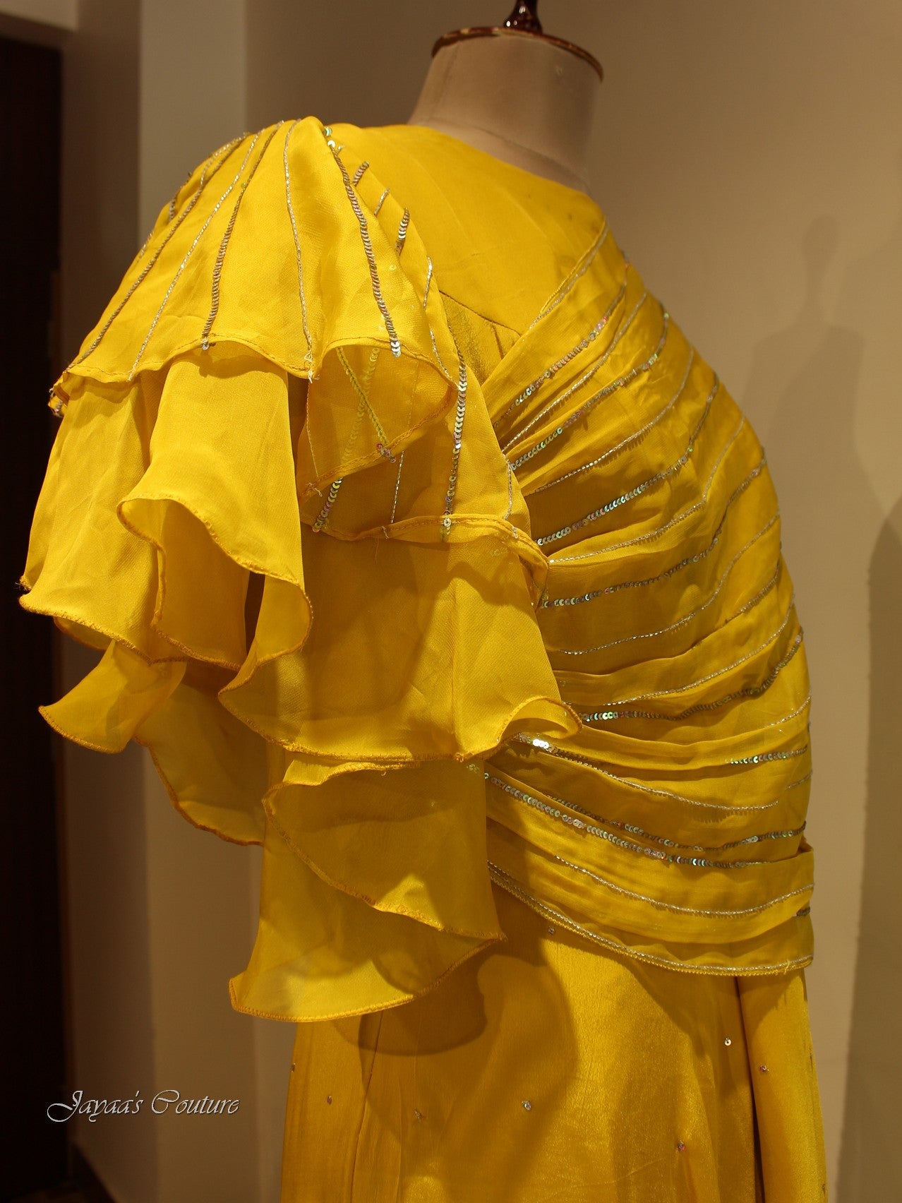 Yellow Gown with drape dupatta