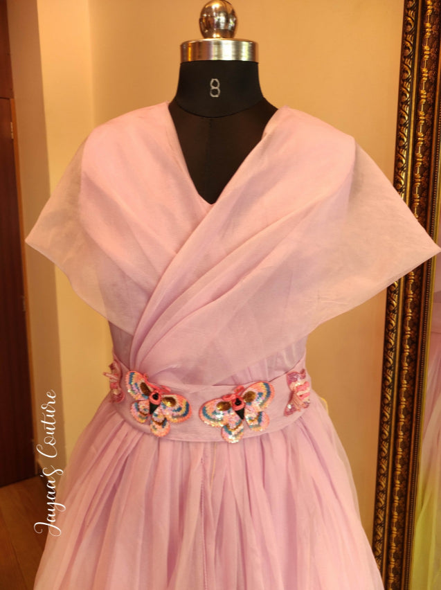 Lavender yellow organza Gown