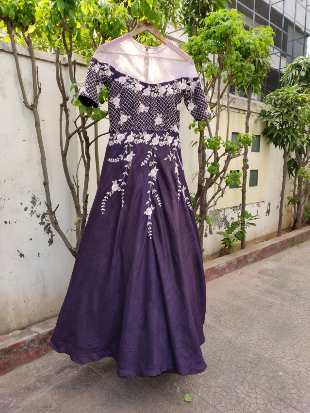 Purplish wine gown
