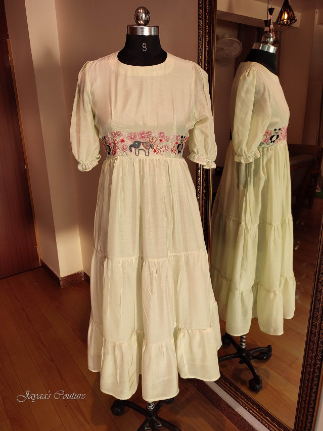 Pastel pista green gown